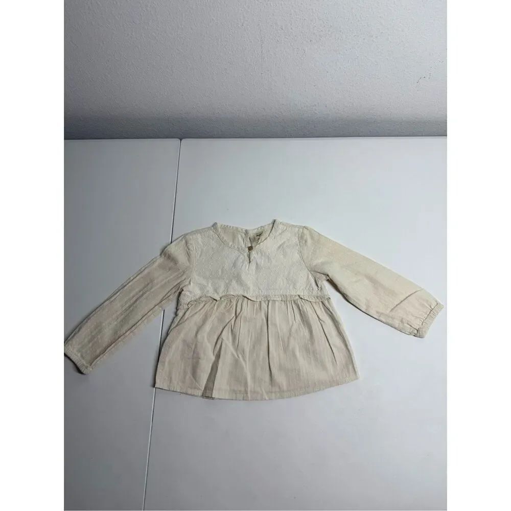 Carter’s Baby Eyelet Seersucker Top Long Sleeve Cotton Cream Size 2T